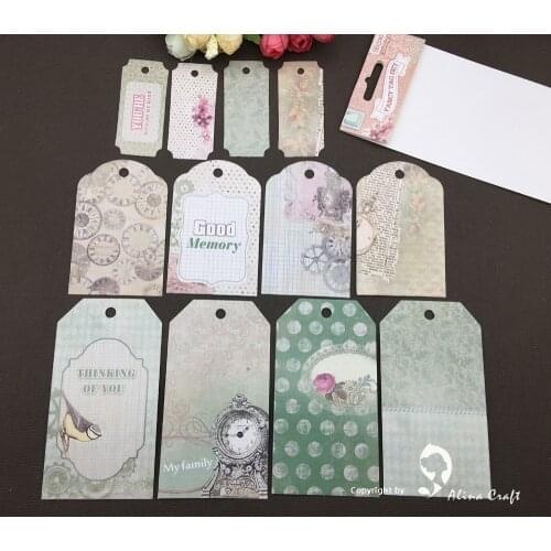 AlinaCraft 12pc 3size fancy tag set Scrapbooking handmade card filofax little memo making patterned tag