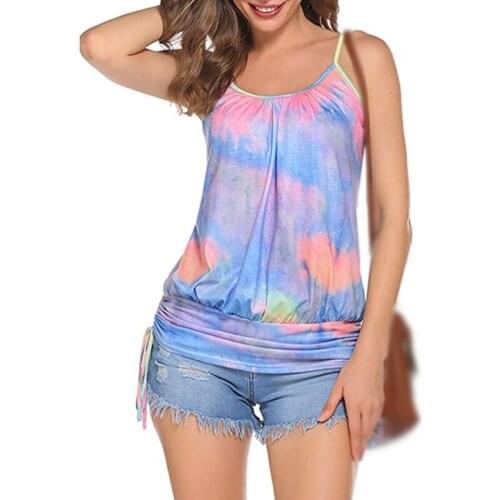 Summer Camisoles Spaghtti Strap Blouse Women Casual Tops Sleeveless Ladies Chiffon Blouses Backless Loose Tee Tops Lady Tanks