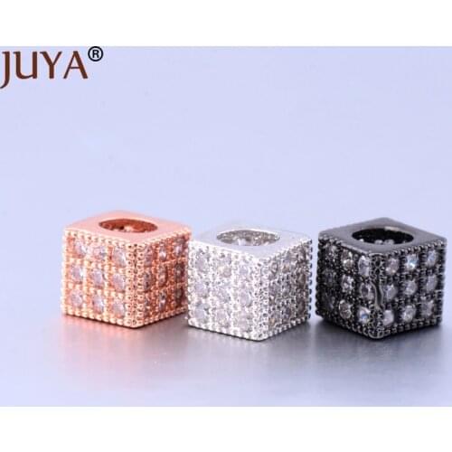 Bead Beads Supplies For Jewelry Wholesale Top Quality Micro Pave AAA CZ Rhinestone Crystal Big Hole Square Beads DIY Findings