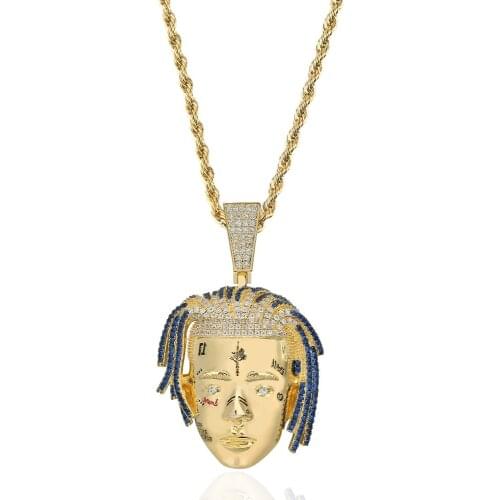 Personalized Rapper XXXTentacion Pendant Necklace Men Iced Out CZ Chains Hip Hop/Punk Gold Color Charms Jewelry Gifts