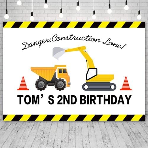 Avezano Customized Birthday Party Background Construction Excavator Truck Boy Decor Backdrops Photo Studio Photophone Photozone