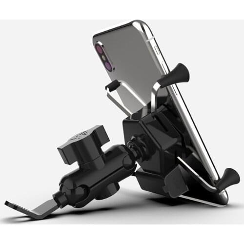Motorcycle Mobile Phone Holder Bracket USB Car Charging Source Navigation Scooter X-Type Charger With Waterproof Switch
