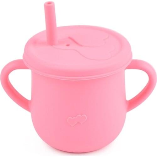 Baby Feeding Straw Cup Infants Toddler Learning Drinking Silicone Sippy Mug Double Handle Drinkware