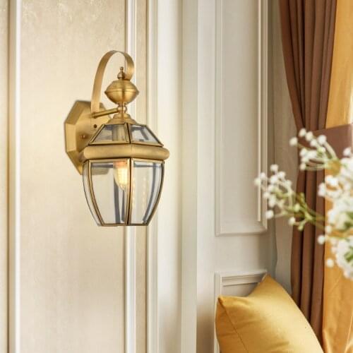 European Copper Wall Lamp A Living Room Restaurant Bedroom Bedside Aisle Wall Lamp Northern Europe Room 110V/220V