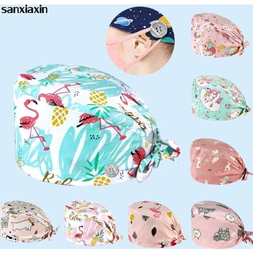 Unisex cotton Elastic adjustable Scrub hat beauty pet shop lab coat spa uniform hats beauty salon laboratory nursing Scrub Cap