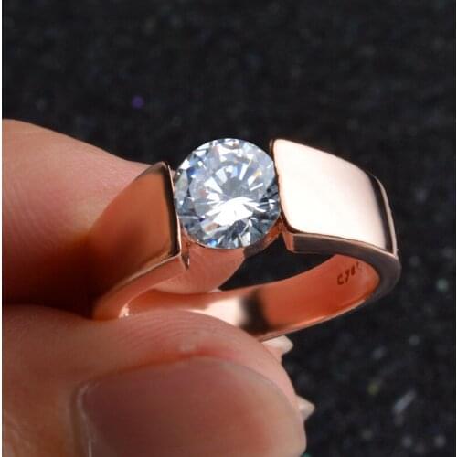 Classic Zircon Crystal Bride Wedding Rings Rose Gold/Silver Plated Party Women Finger Jewelry girl Gift