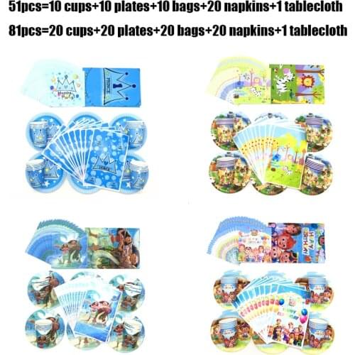51Pcs Toy Story Moana Cars Birthday Party Decorations Supplies Plates Cups Napkins Gift Bag Tablecloth Kids Birthday Party Sets