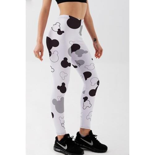 Disney pants for women kawaii cartoon anime Mickey Mouse head print leggings sport women fitness hip yoga sexy girl pants