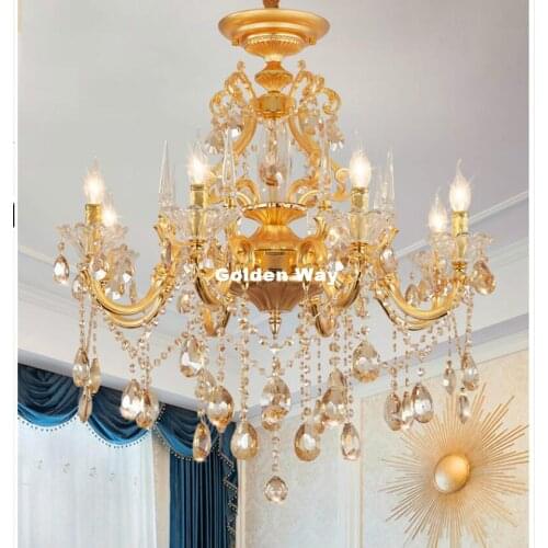 Modern Golden Alloy Crystal chandelier Lights Hanging For Living Room Light Ceiling Fixture Indoor Pendant Lamp Home Decoration