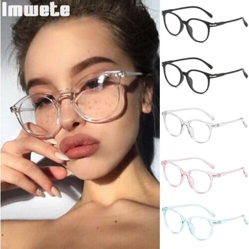 Imwete Retro Women Glasses Frame Round Mens Prescription Myopia Eyewear Classic Computer Mobile Phone Protective Eyeglasses