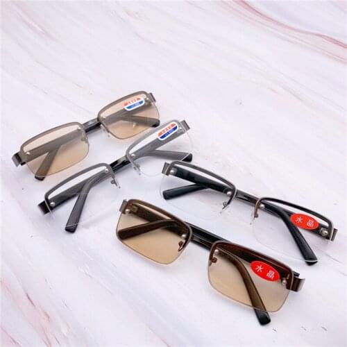 Fashion Half-frame Perforated Reading Eyeglasses Frameless Crystal Reading Glasses Crystal Glass Eyeglasses Crystal Flat Glasses