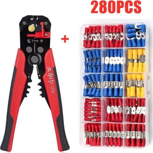 280PCS Assorted Spade Terminals Insulated Cable Connector Electrical Wire Crimp Butt Ring Fork Set Ring Lugs Rolled Kit