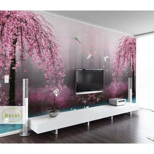 Bacal Custom 3D Photo Wallpaper Flower Chinese Cherry Blossom Tree Wall Mural Wallpapers For Living Room Bedroom papel de pared