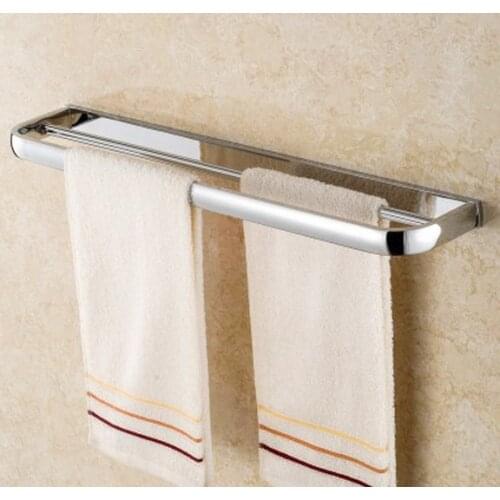 Wall Mounted Polished Chrome Brass Bathroom Double Towel Bar Towel Rail Holder Bathroom Accessory mba832