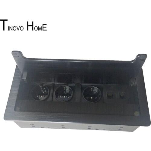 Desktop socket / Internet phone information box socket / aluminum alloy panel Brushed black / clamshell hidden Dust-proof