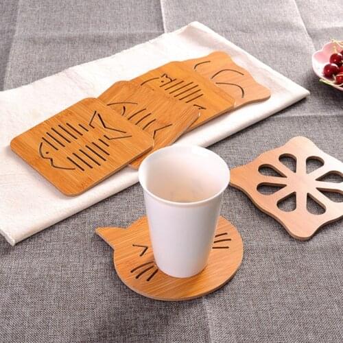Table Mat Creative Cute Wooden Cartoon Heat Insulation Pad Non-slip Pot Mat Mat Tea Coaster Bowl Mat Anti-scalding Casserole Mat