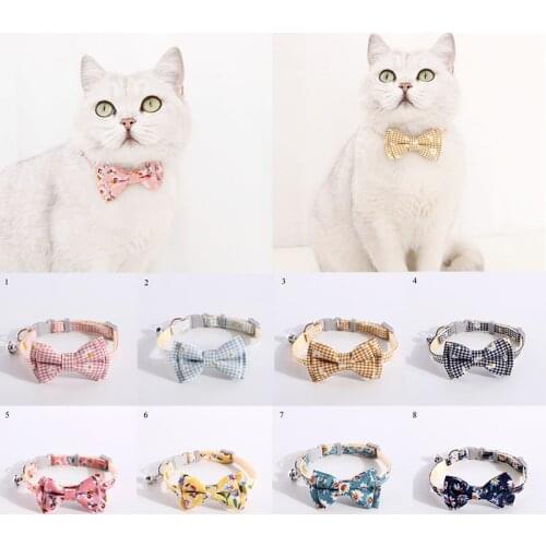 New Beautiful Bowknot Pet Collar Lovely Adjustable Bell Necklace Bow Tie Breakaway Cotton Dogs Tie Pet Accessories Wholesale