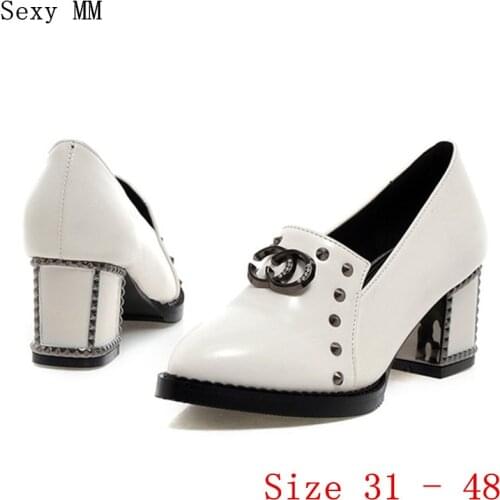 Square High Heels Pumps Women Oxfords Career Shoes Woman High Heel Shoes Kitten Heels Small Plus Size 31 - 48