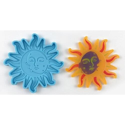 DIY Crystal Silicone Mold Sun Moon Cup Pad Coaster Epoxy Resin Molds For Handmade Resin Cup Mats Casting Table Decoration Mould