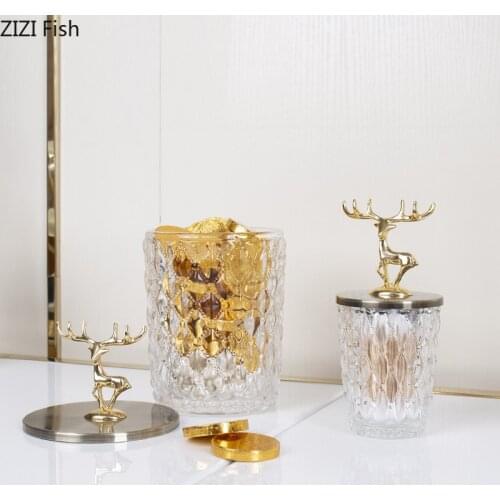 European-style Transparent Crystal Glass Candy Jar Creative Living Room Coffee Table Storage Tank Home Luxury Storage Decoration
