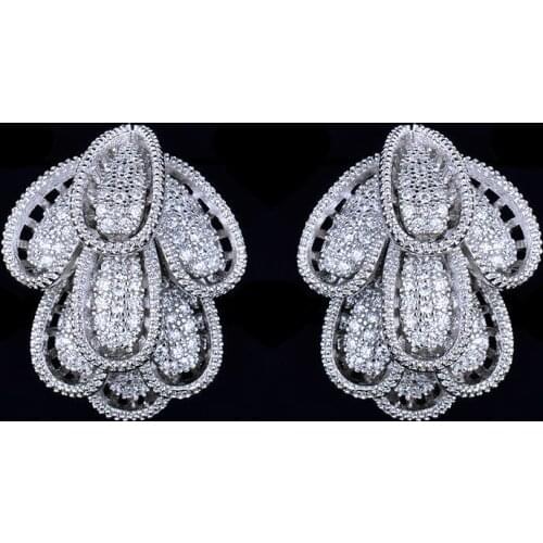 High Quality Bridal Jewelry And Marquise Cut Wedding Earrings AAA Cubic Zirconia Flower SHAPE Stud Earrings GLE4320-1923