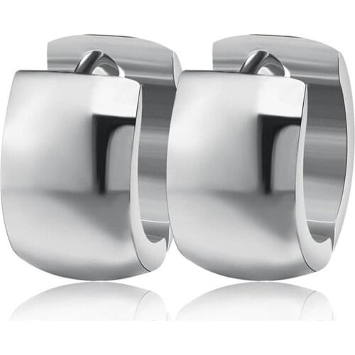 Yobest 316L Stainless Steel Ear Hoop Earrings Fashion Women Mens 7mm Wide Punk Style Small Earrings Jewelry Wholesale