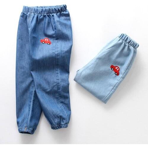 Children anti-mosquito pants 2020 summer boys and girls baby cartoon thin denim trousers kids pants spring