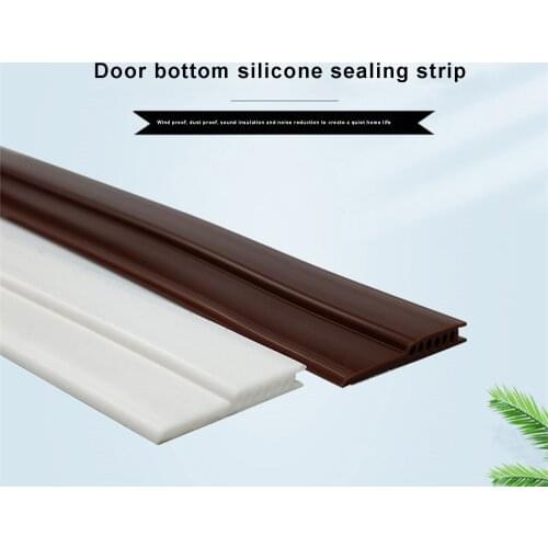 Silicone Door Sealing Strip Waterproof Self-adhesive Seal Strip for Home Office Brown, White