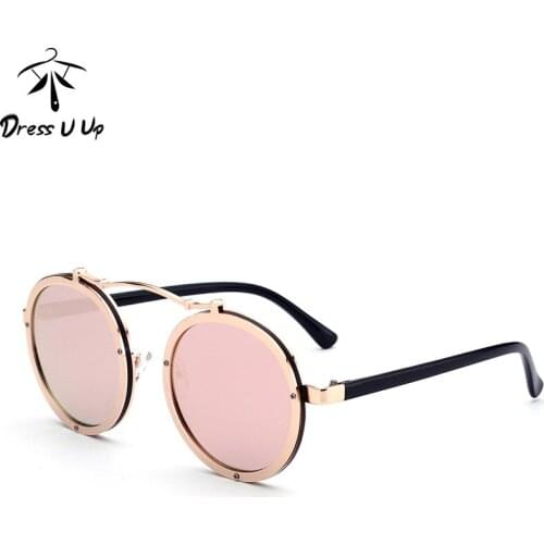 DRESSUUP 2017 Gothic Steampunk Sunglasses Men Women Metal Wrap Eyewear Round Shades Brand Designer Punk Sun Glasses Mirror UV400