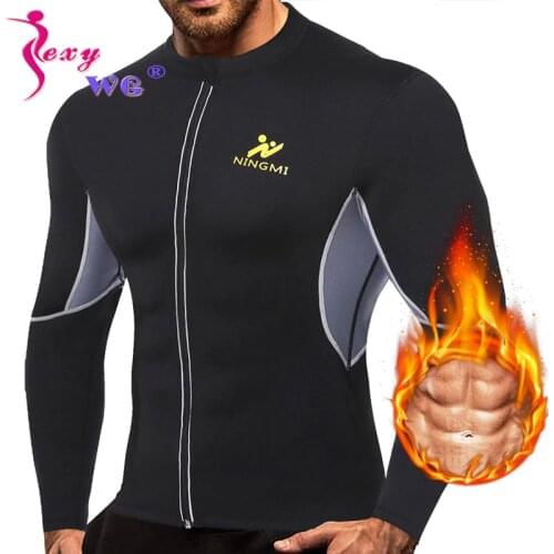 SEXYWG Yoga Top Men HOT Shirts Sport Jacket with Long Sleeve Fitness Tight Weight Loss Neoprene Sauna Waist Trainer Body Shapers