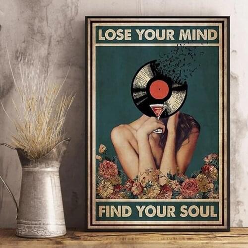 Vintage Poster Lose Your Mind Find Your Soul Quote Poster And Prints Music Wall Art Modern Painting Pictures Home Decor