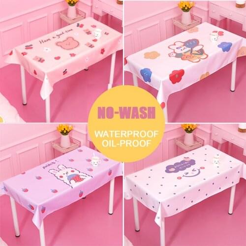 W&G Ins Kawaii Tablecloth Desk Student Dormitory Cute Kitchen Table Mat Decoration Waterproof Oil-proof PVC Table Insulation Pad
