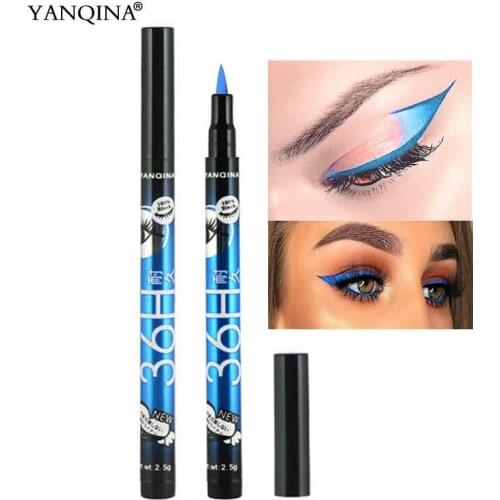 YANQINA Blue Eyeliner Pen Makeup Waterproof Liquid Eye Liner Pencil Eyes Make up Cosmetics Fast-dry Long-lasting Eyeliners Ink