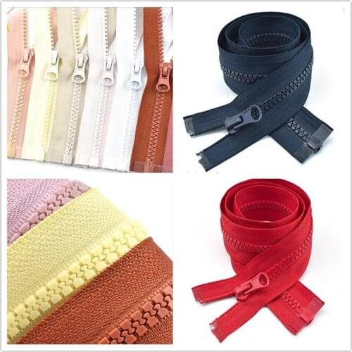 65cm 5# Open-end Auto Lock Resin Zipper For Sewing Jackets Coat Down Red Teeth Zippers Zip For Sewing DIY Garment Accessories