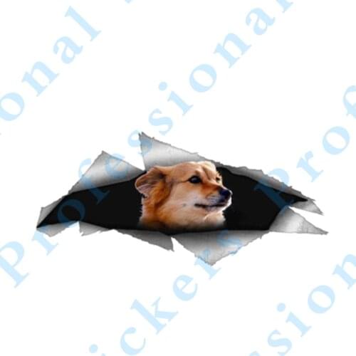 3D Animal 13 x 12.5 Dalmatian Pet Dog Car Sticker Torn Metal Decal Reflective Sticker 3D Lovely Decal Car Styling Waterproof