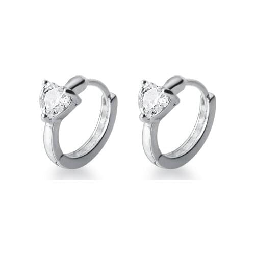 MloveAcc Genuine 925 Sterling Silver Cute Hoop Earrrings with Heat Clear Pink CZ for Women Nice Fine Jewelry