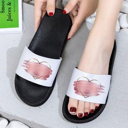 2021 Shoes for Woman High Quality Love flower Slippers Aesthetic Summer Hot Sale Comfortable Print Beach Shoes Women Sandals