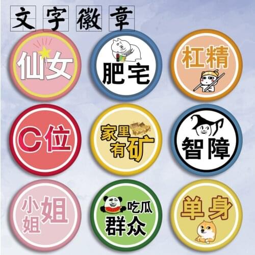 1pc Anime badges funny Chinese Letter Internet language brooch pins Icons DIY