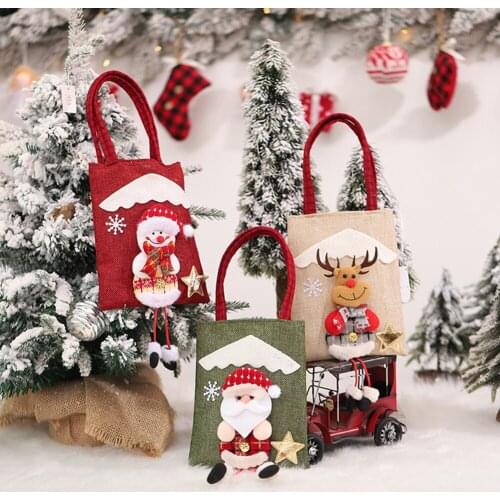 1 pcs OPP Bag Reusable Christmas Candy Bag Kids Gift Bags 3D Cloud Santa Claus Handbag Xmas Decorations for Home Christmas Party