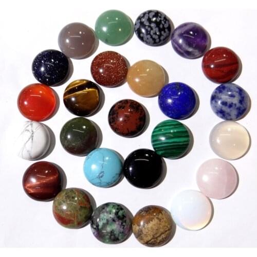 20mm Natural Stone lapis Quartz crystal Turquoises al Round Cabochon fordiy Jewelry Pendant necklace Earrings Accessories20pcs