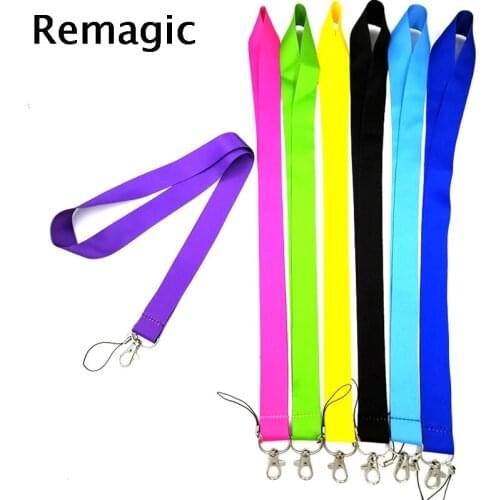20pcs Pure Color Lanyard Keys Phone Holder Funny Neck Strap With Keyring ID Card DIY Animal webbings ribbons Hang Rope