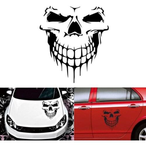 40*36cm Car Sticker Universal Waterproof Reflective Car Body Hood Medium Side Door Skull Head Sticker Exterior Accessories