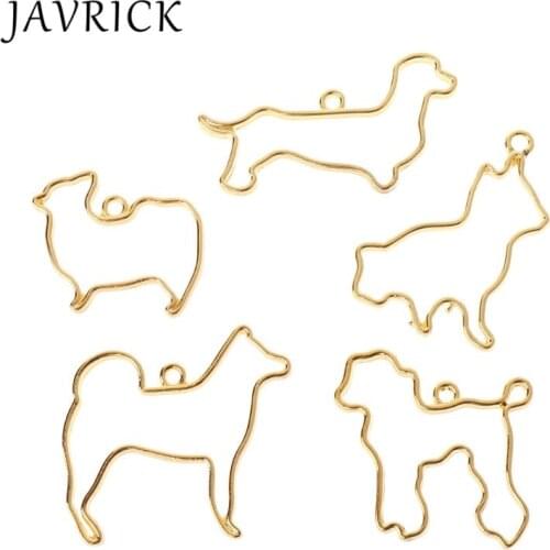 5 Pcs/set Dog Animal Styling Crystal Epoxy Glue UV Resin Metal Border Color Retaining DIY Jewelry Making Frame