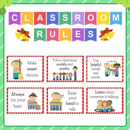 6 Pcs/set Classroom Rules Educational Posters for Preschool Learning (Preschool Posters) School Poster Classroom Supplies