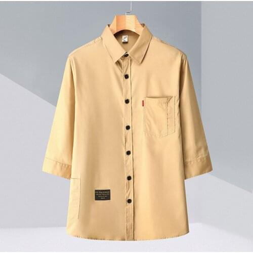 6XL 7XL summer new high street mens cotton short-sleeved shirt loose summer fashion casual Korean shirt(oversized plus size)