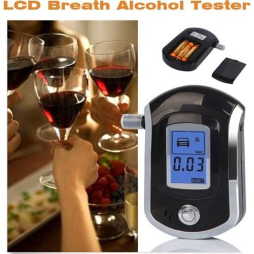 5pcs/ 2019 NEW Hot selling fashion Professional Mini Police Digital LCD Breath Alcohol Tester Breathalyzer AT6000 Free shipping
