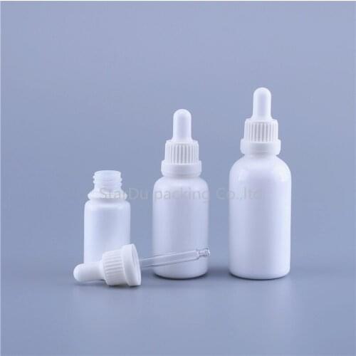 200PCS Refillable 5-100ML white glass bottle essential oil bottle hyaluronic acid essence drop tube empty bottle