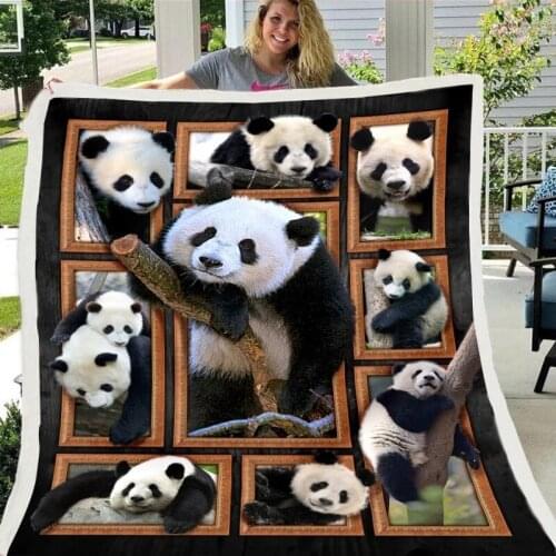 Dog Panda Animal Throw Blanket on Bed Sofa Autumn Spring Flannel Plush Sherpa Blankets for Adults Kids Bedspread Home Textiles