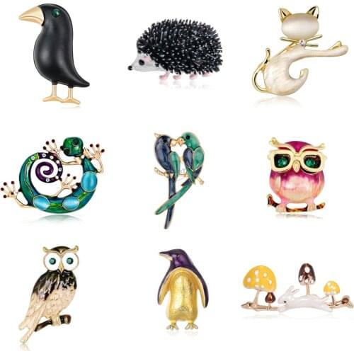 Cute Animals Enamel Brooches For Women Pet Lapel Badges for Clothes Bird Jewelry Collar Pins Dog Gifts Accessories for Friends