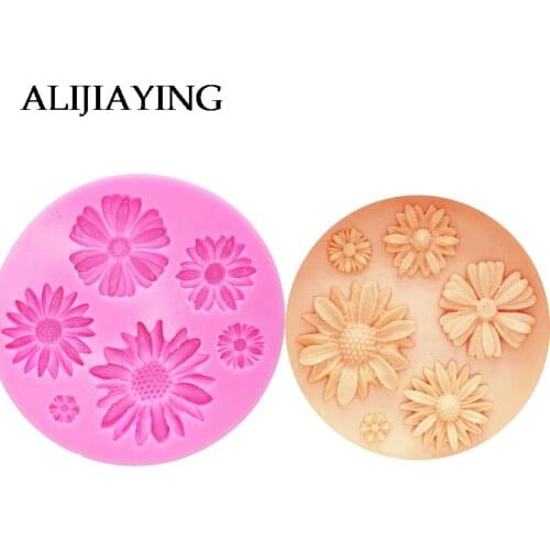 M0193 Chrysanthemum Sun/ Daisy Flower Cake Decoration tools Silicone Mold Chocolate Mold Diy Baking accessories